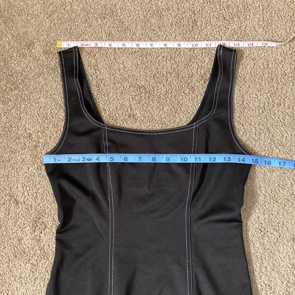 Forever 21 plain black body con dress with contrast white stitching, medium - Picture 10 of 11